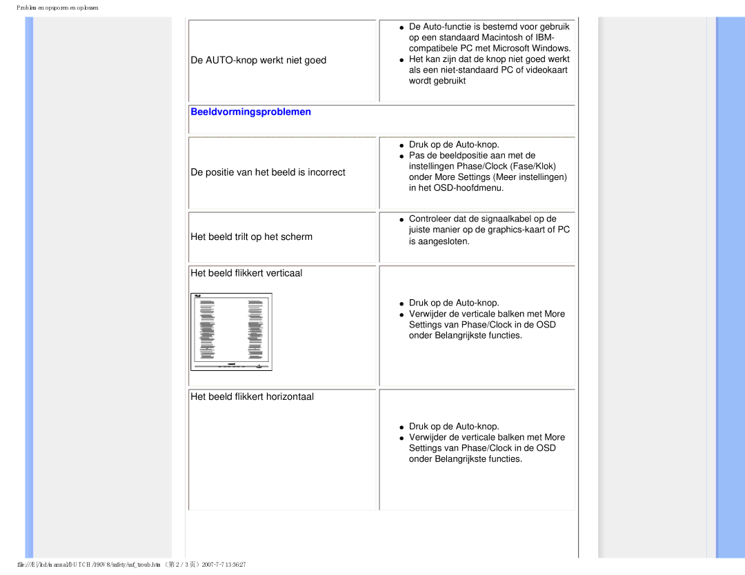 Philips 190V8 user manual Beeldvormingsproblemen 