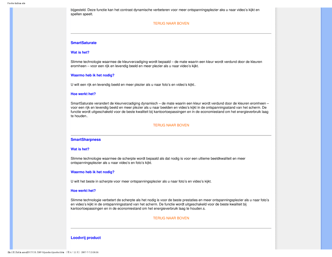 Philips 190V8 user manual SmartSaturate 