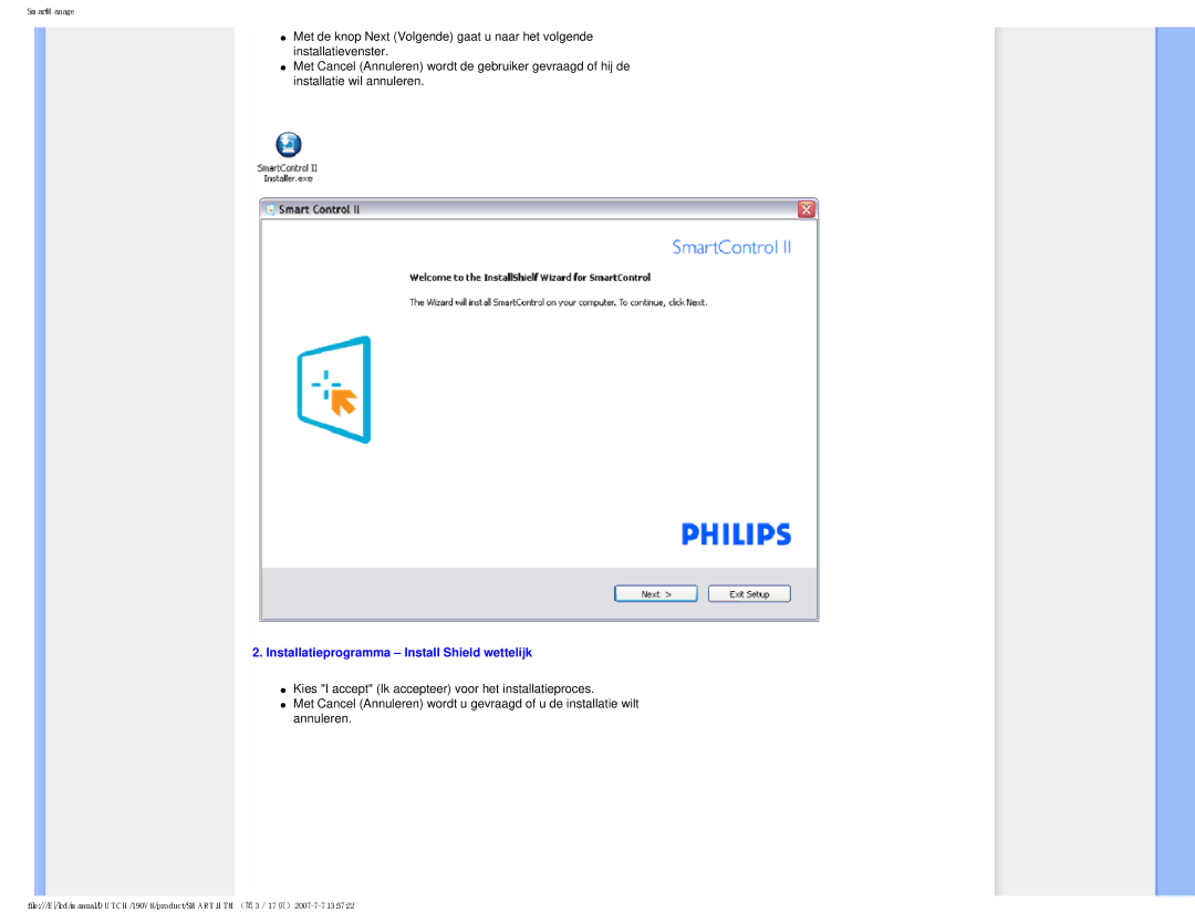 Philips 190V8 user manual Installatieprogramma Install Shield wettelijk 