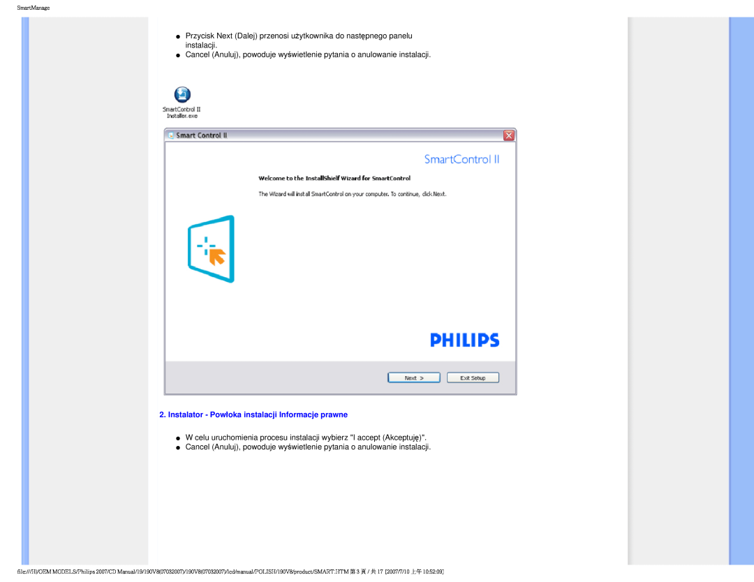 Philips 190V8 user manual SmartManage 