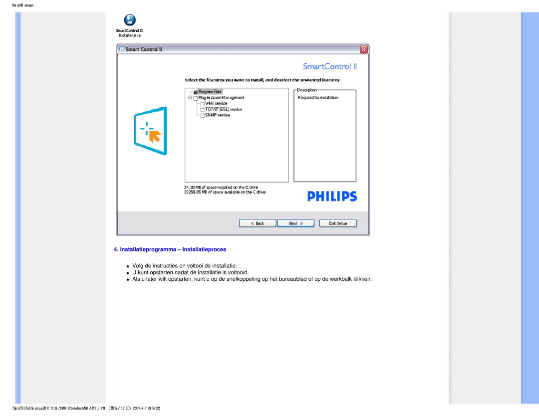 Philips 190V8 Installatieprogramma - Installatieproces, Volg de instructies en voltooi de installatie, SmartManage 