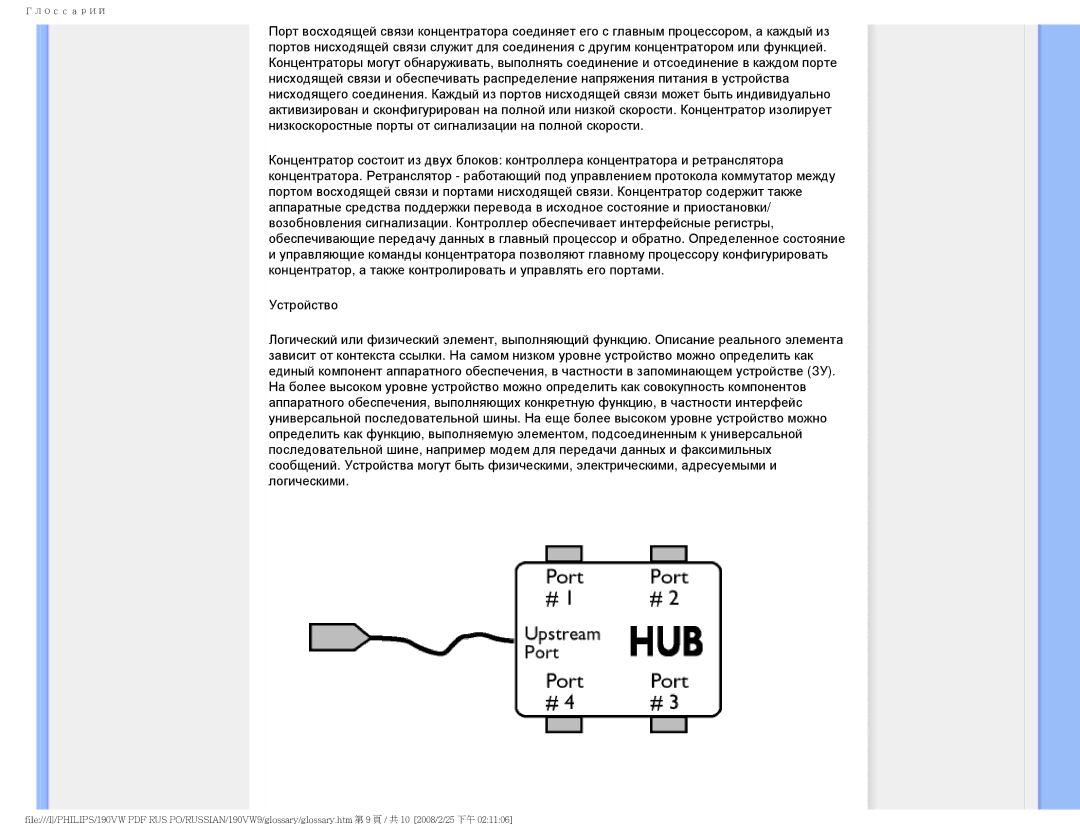 Philips 190VW9 user manual Глоссарий 