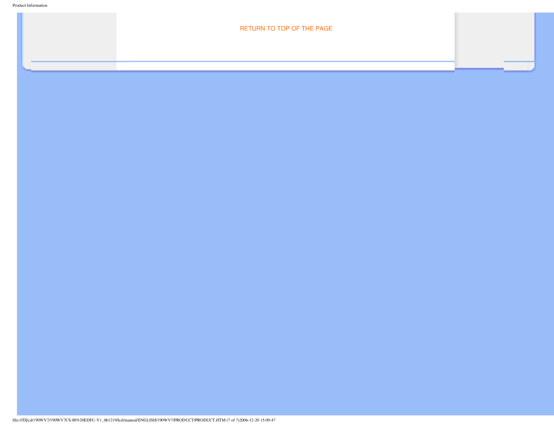 Philips 190WV7 user manual Return to TOP 