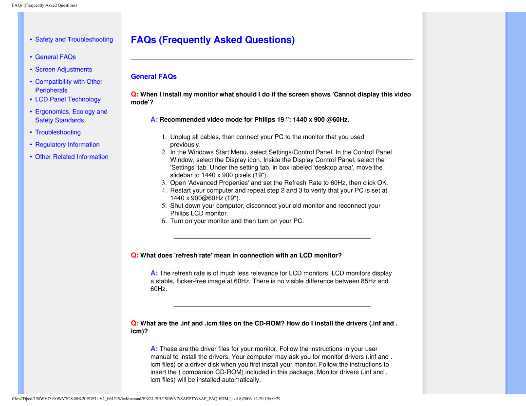 Philips 190WV7 user manual FAQs Frequently Asked Questions, General FAQs 