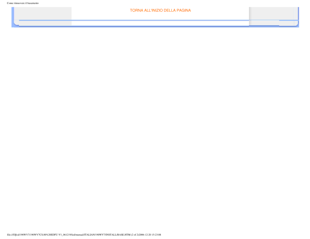 Philips 190WV7 user manual Torna Allinizio Della Pagina 