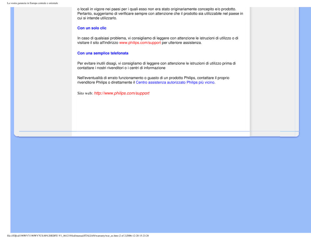 Philips 190WV7 user manual Con un solo clic Con una semplice telefonata 