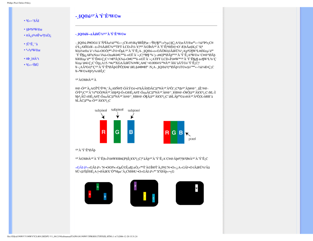 Philips 190WV7 user manual ¸§Qú¹³¯À´Ý¯Ê³Ww 