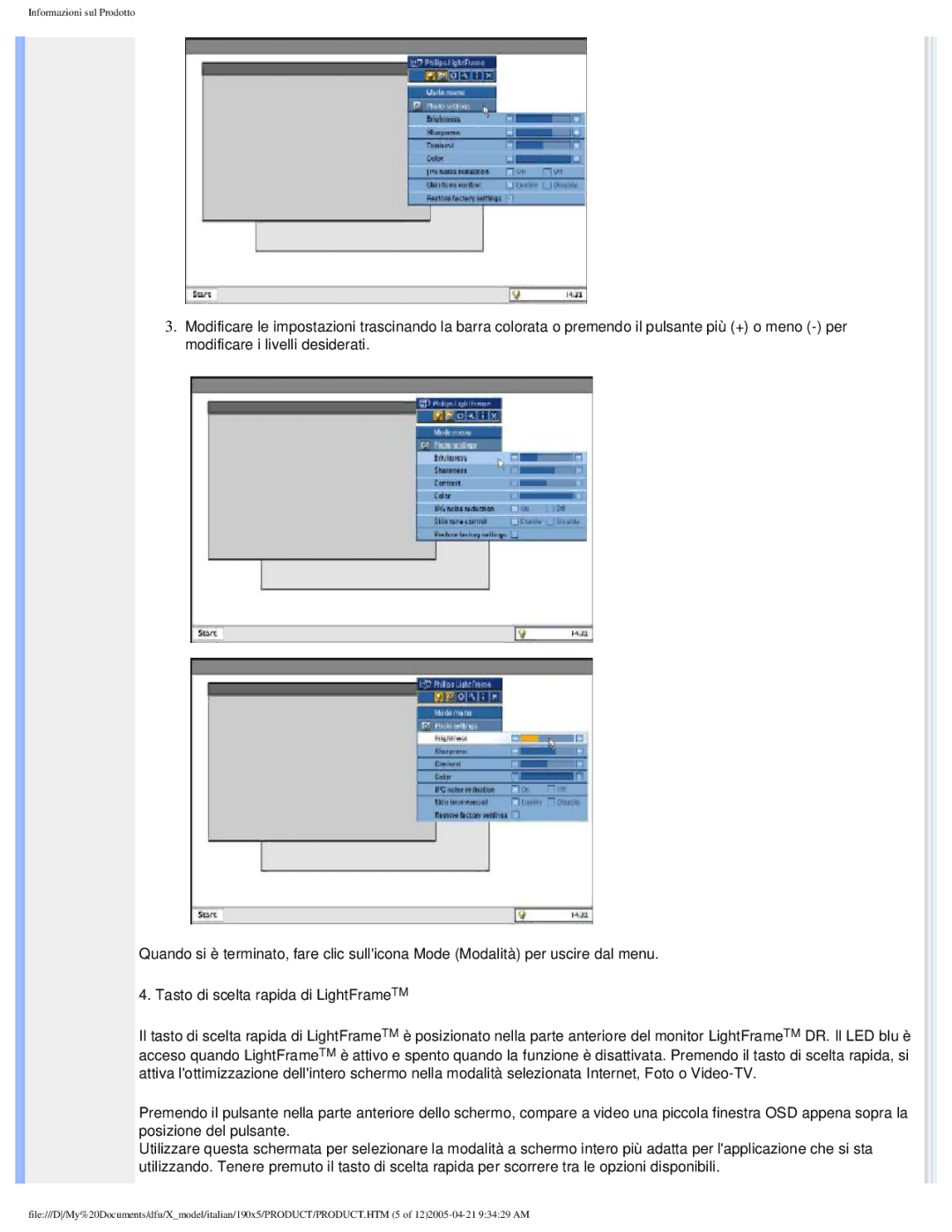 Philips 190X5 user manual Informazioni sul Prodotto 