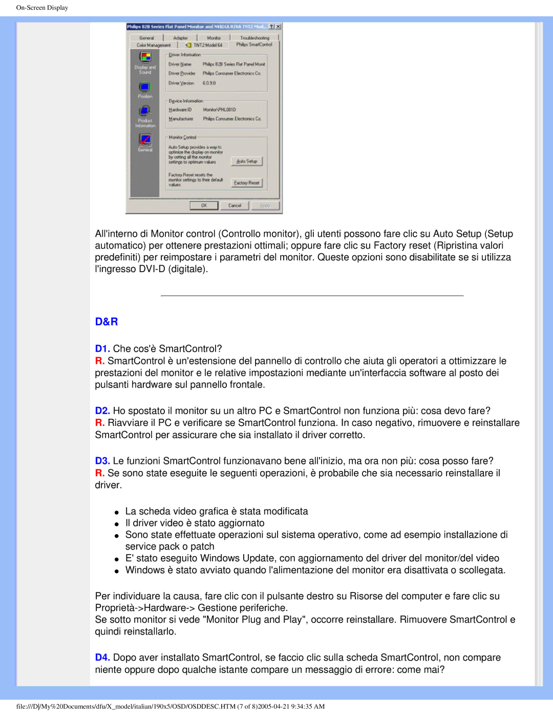 Philips 190X5 user manual On-Screen Display 