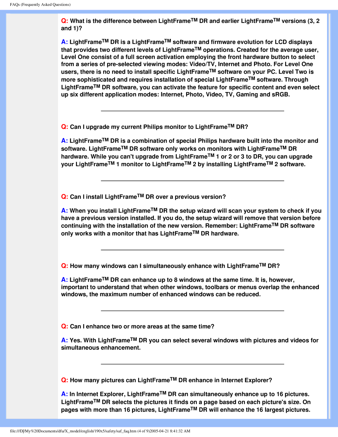 Philips 190X5 user manual FAQs Frequently Asked Questions 