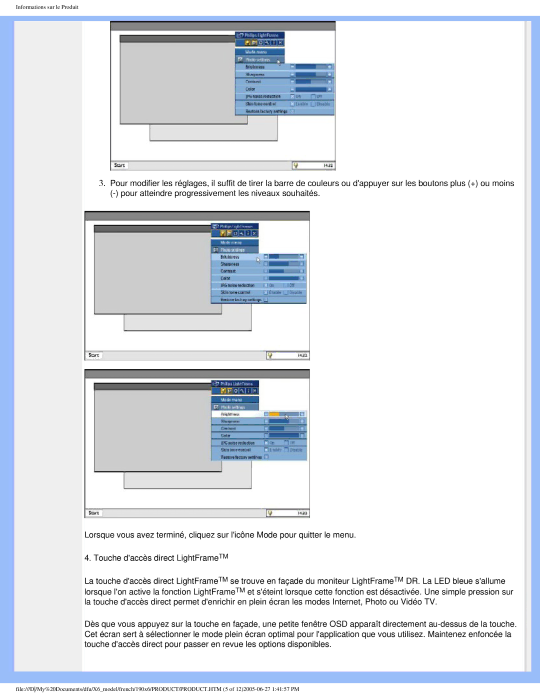 Philips 190X6 user manual Informations sur le Produit 