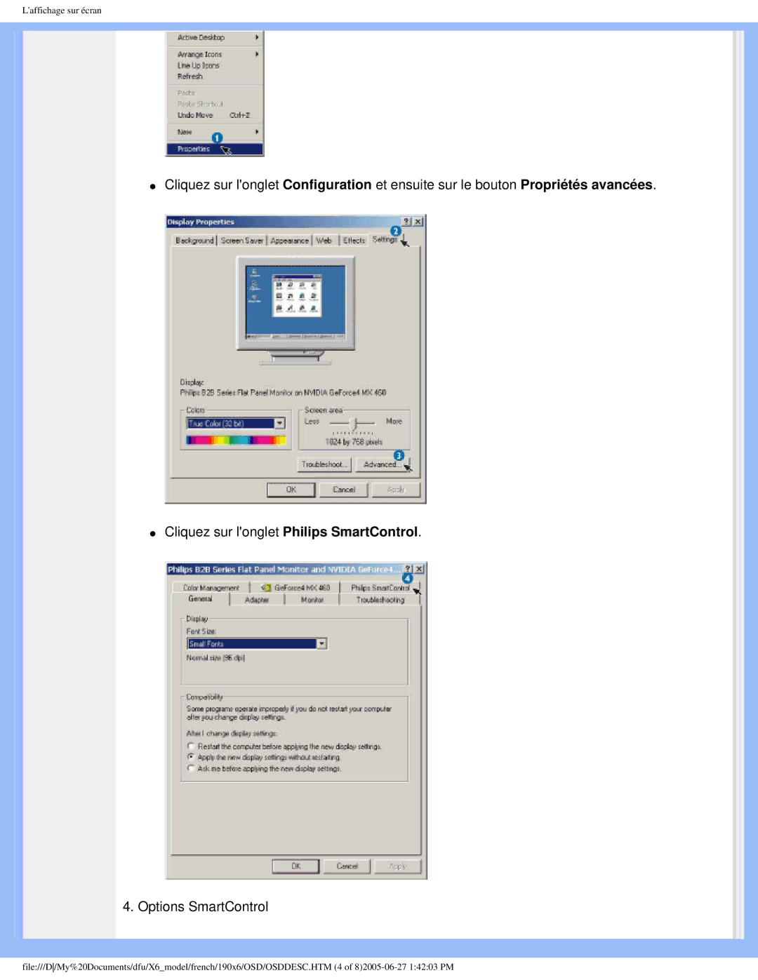 Philips 190X6 user manual Laffichage sur écran 