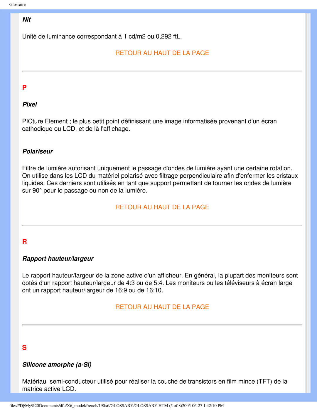 Philips 190X6 user manual Nit 