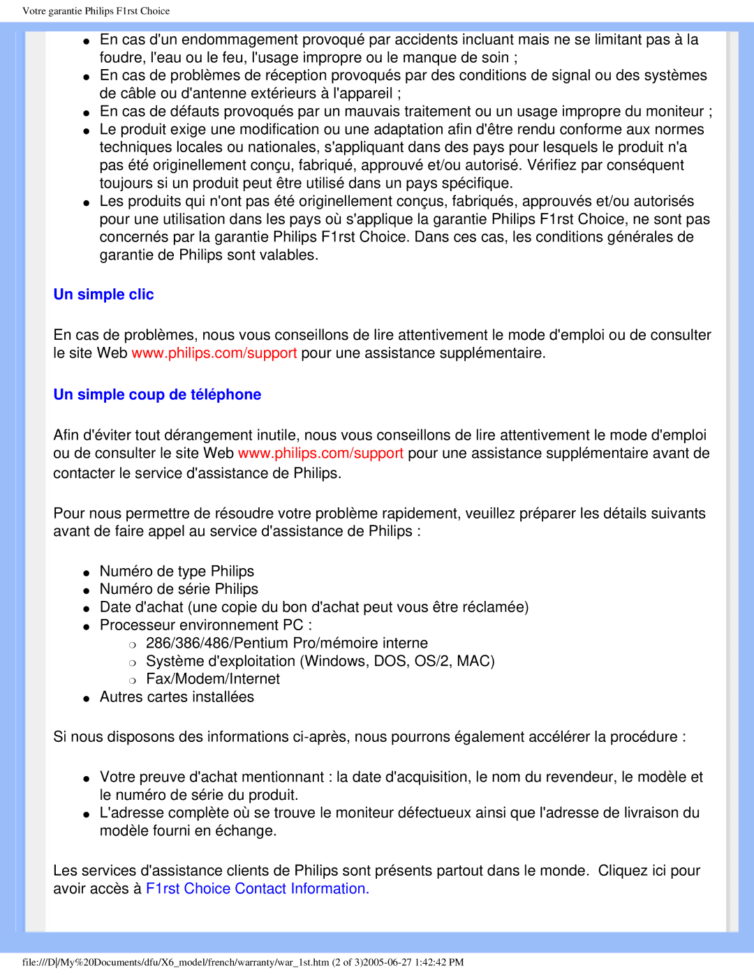 Philips 190X6 user manual Un simple clic Un simple coup de téléphone 