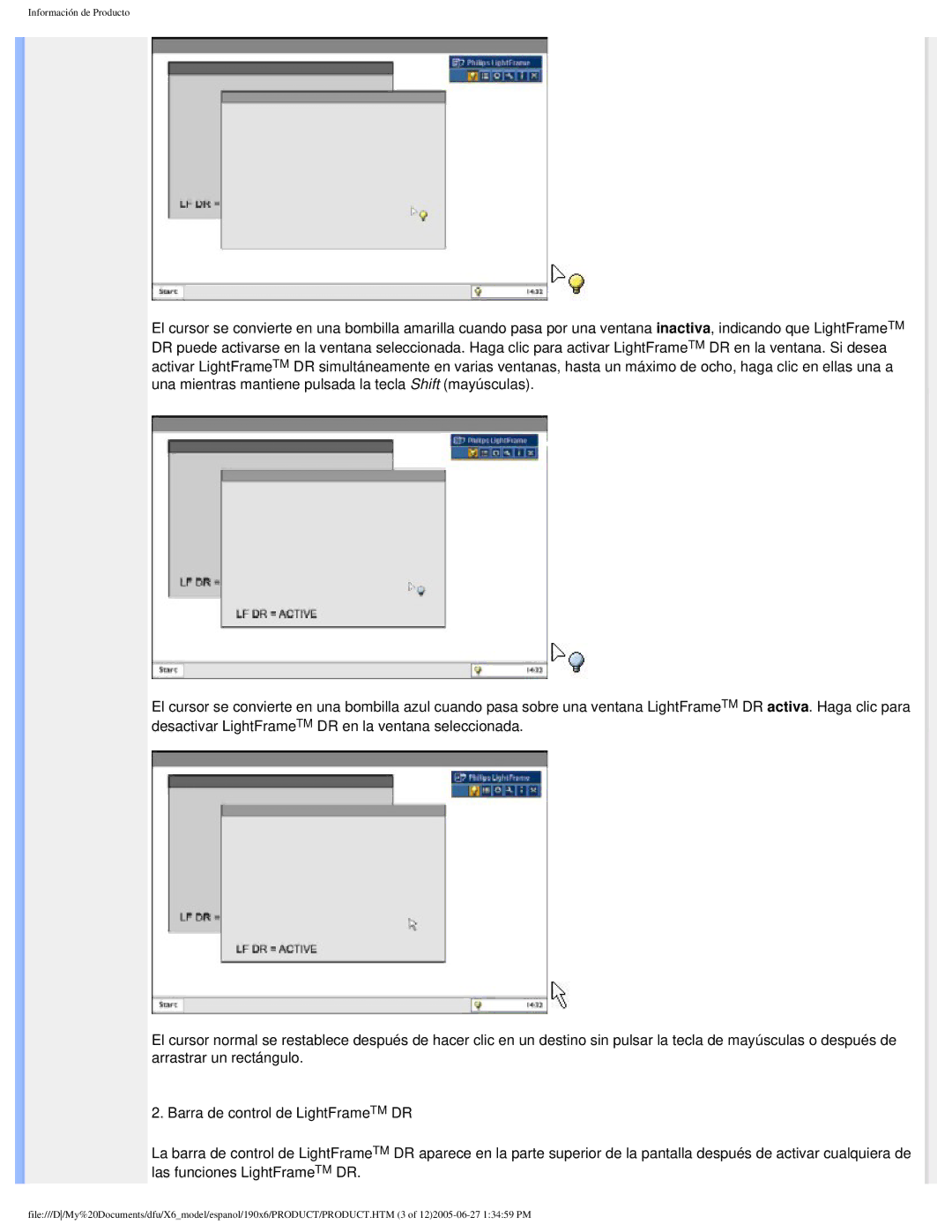 Philips 190X6 user manual Información de Producto 