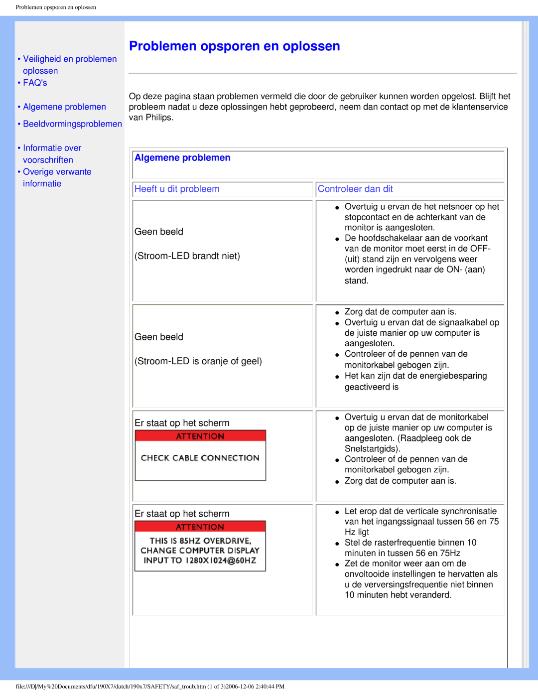 Philips 190X7 user manual Problemen opsporen en oplossen 