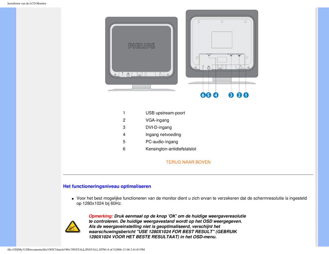 Philips 190X7 user manual Het functioneringsniveau optimaliseren 