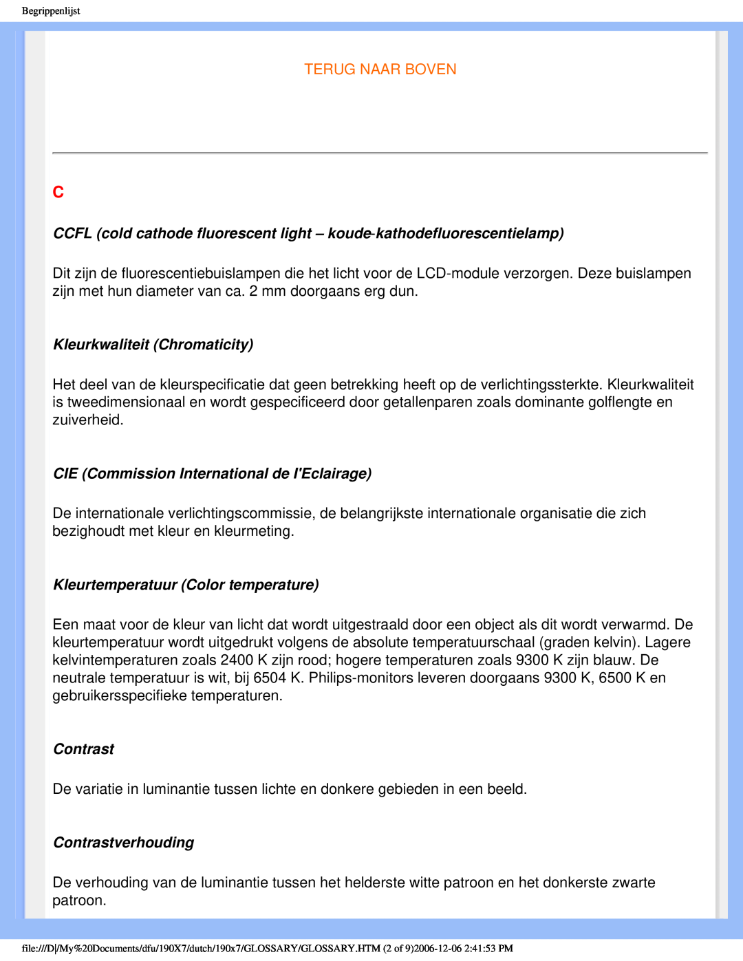 Philips 190X7 Terug Naar Boven, Kleurkwaliteit Chromaticity, CIE Commission International de IEclairage, Contrast 