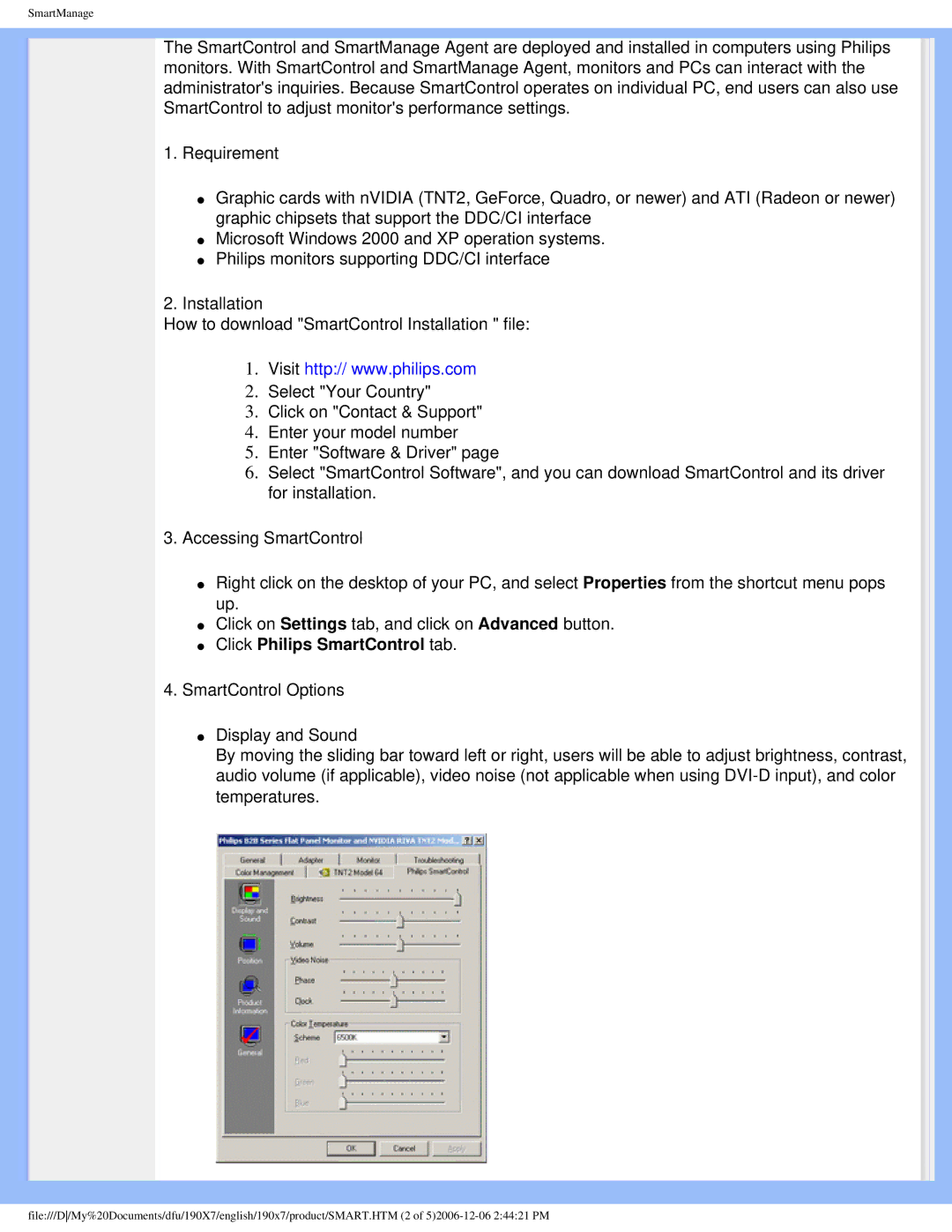 Philips 190XL user manual Click Philips SmartControl tab 