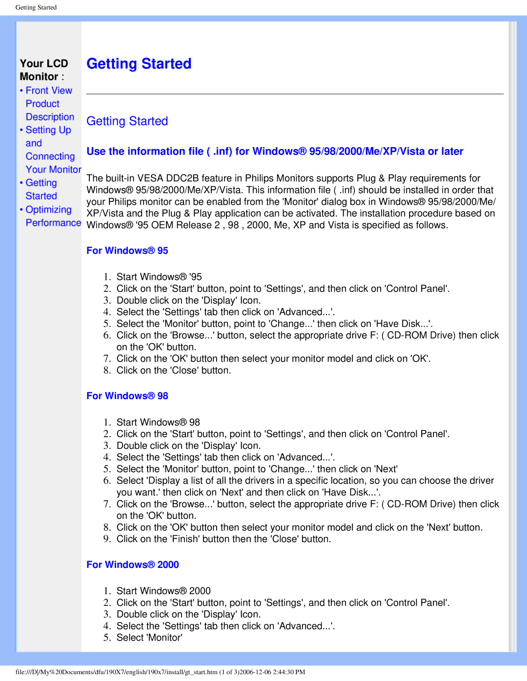 Philips 190XL user manual Your LCD Monitor, For Windows 