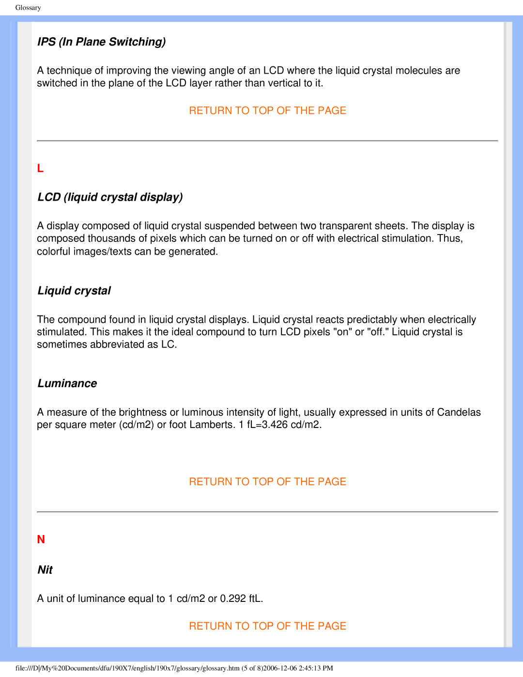 Philips 190XL user manual IPS In Plane Switching 