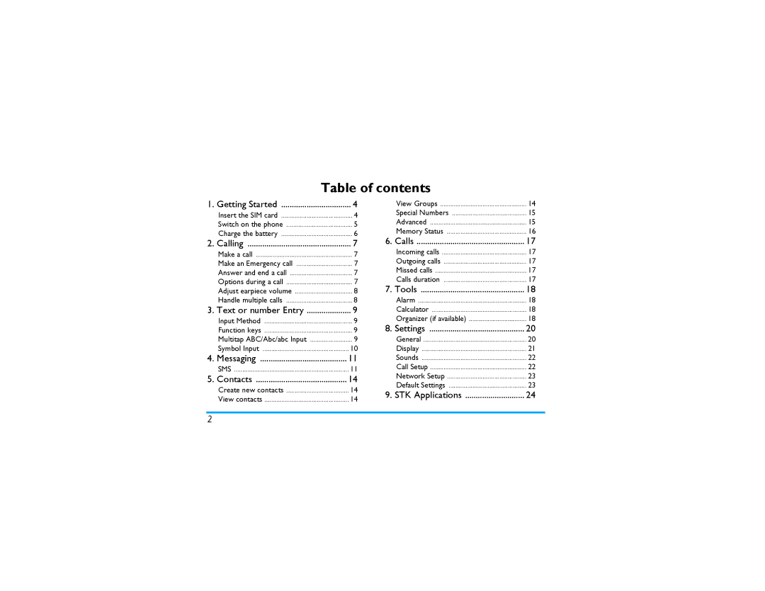 Philips 191 manual Table of contents 