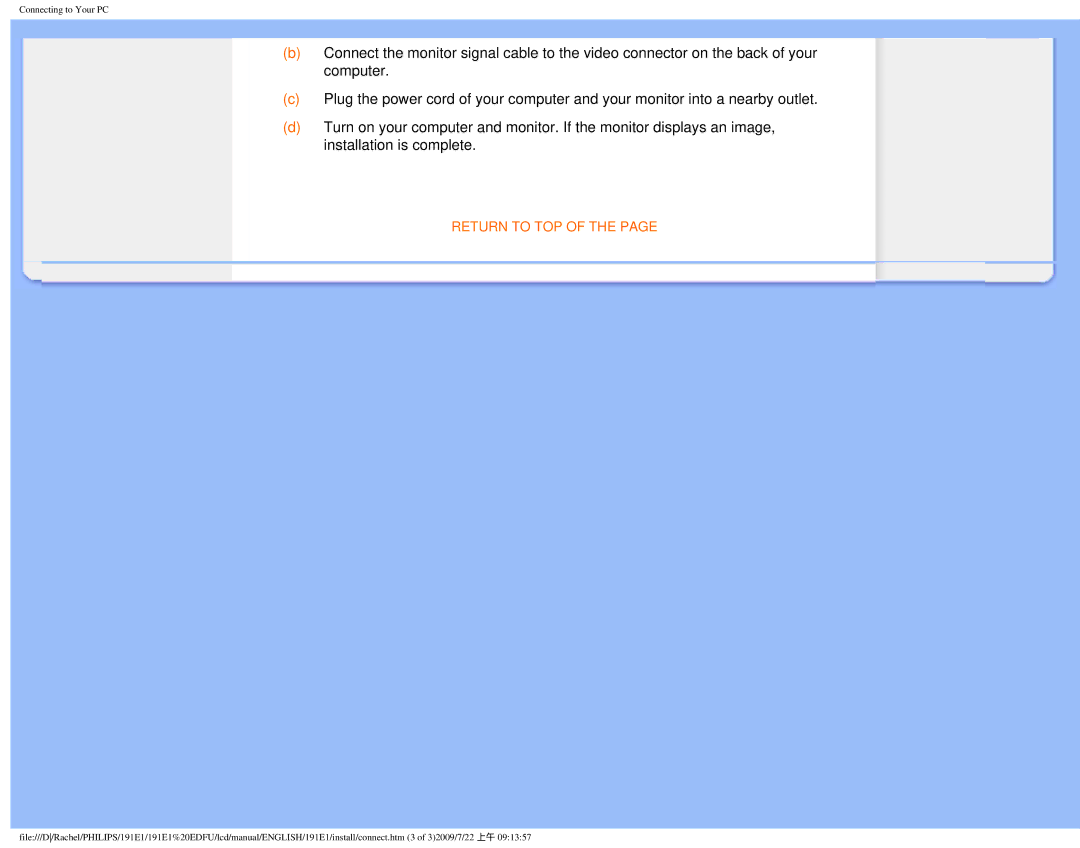 Philips 191E1SB/00 user manual Return to TOP 