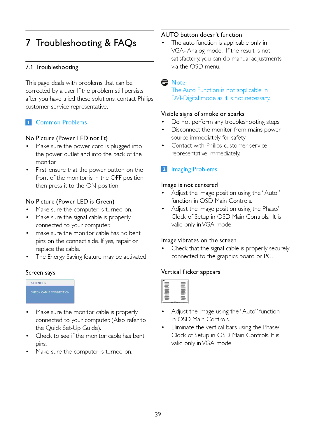 Philips 191V2SB/00 user manual Troubleshooting, Screen says 