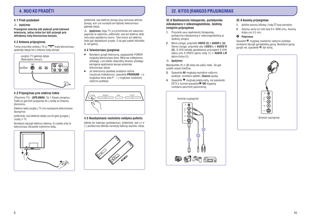 Philips 19/20/23/26/47PFL5522D manual Kitos Árangos Prijungimas 