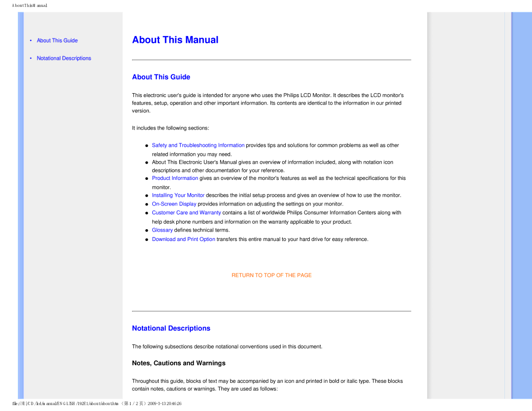 Philips 192E1SB/00 user manual About This Manual, About This Guide, Notational Descriptions 
