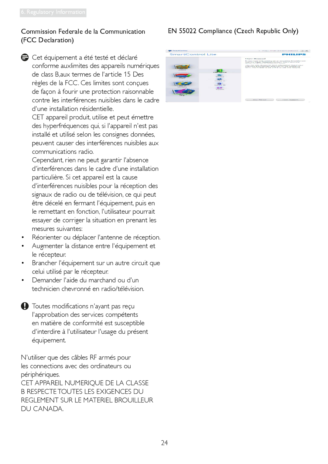 Philips 196E3L user manual Commission Federale de la Communication, FCC Declaration 