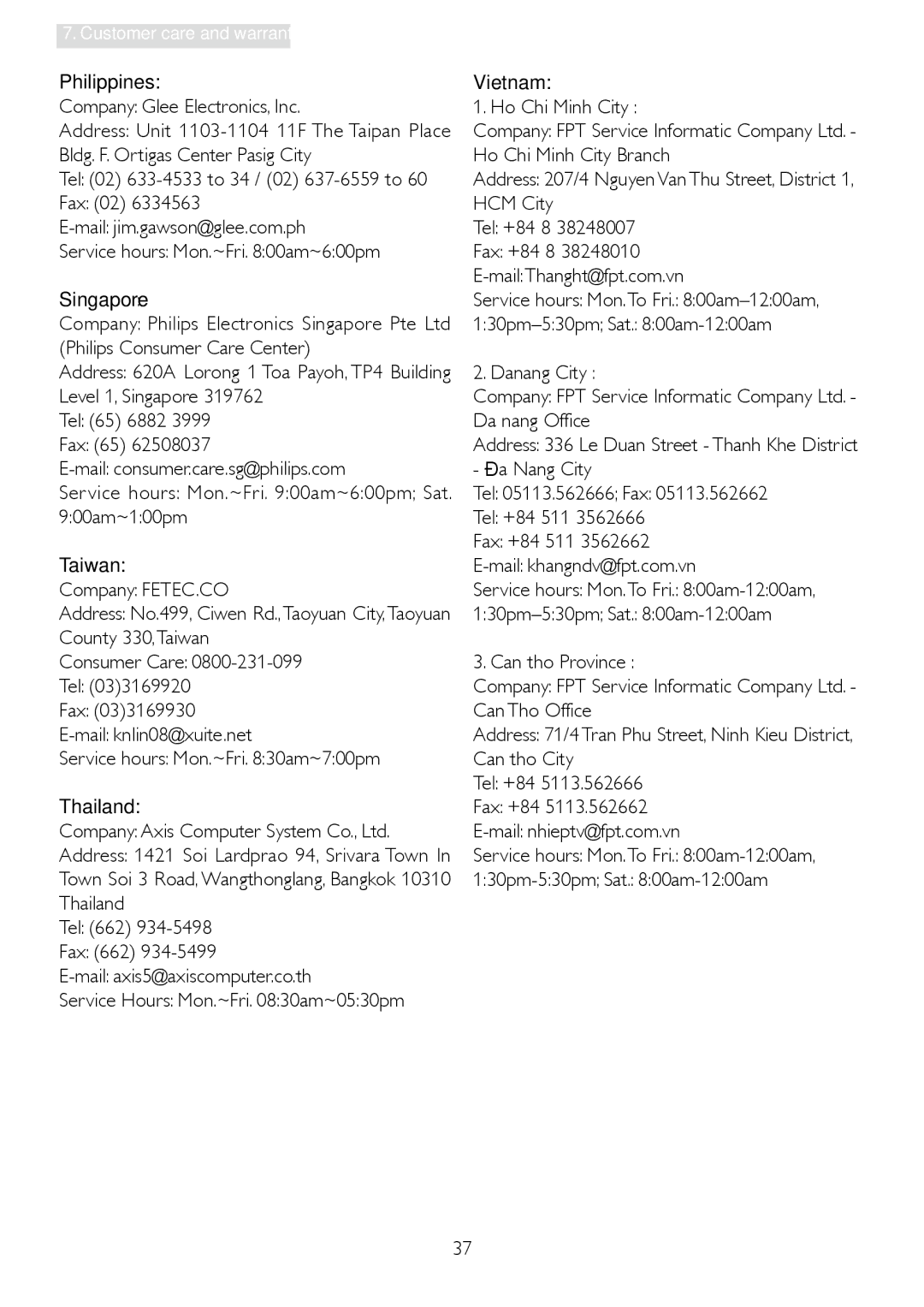 Philips 196E3L user manual Customer care and warranty 