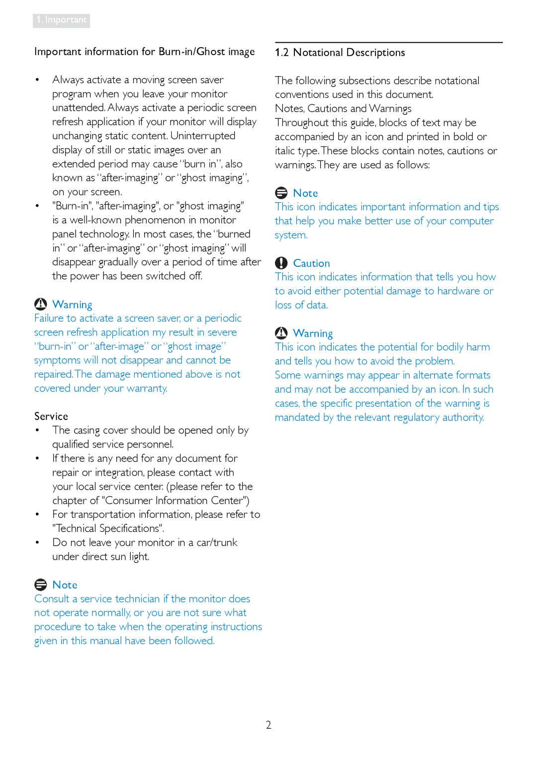 Philips 196V3 user manual Notational Descriptions 