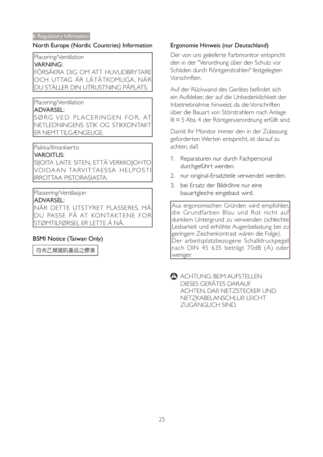 Philips 196V3L user manual Placering/Ventilation, Paikka/Ilmankierto, Plassering/Ventilasjon 