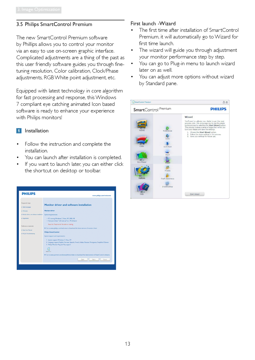 Philips 19B4LPCB/27 user manual Philips SmartControl Premium, First launch -Wizard 