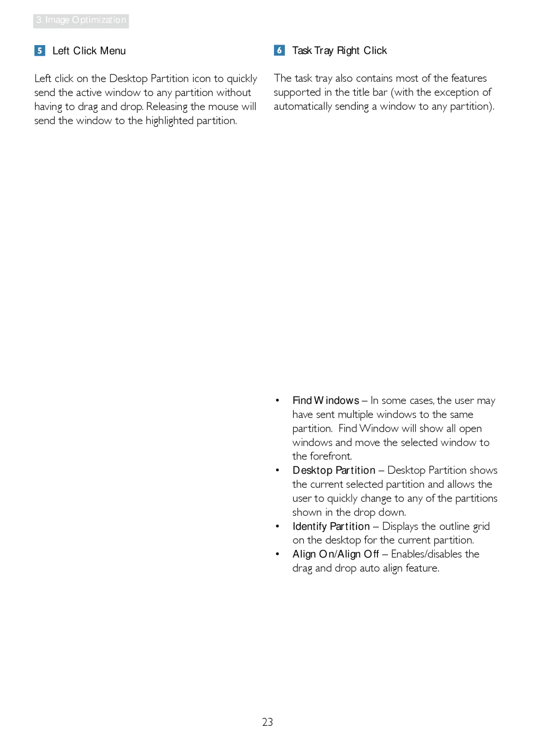 Philips 19B4LPCB/27 user manual Left Click Menu 