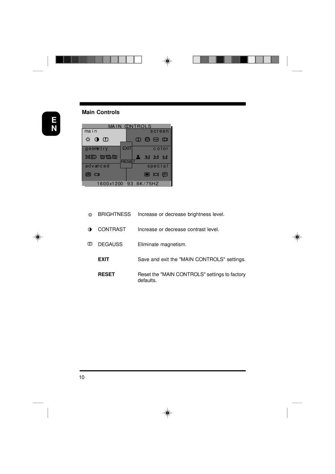 Philips 19C5808E specifications Main Controls 