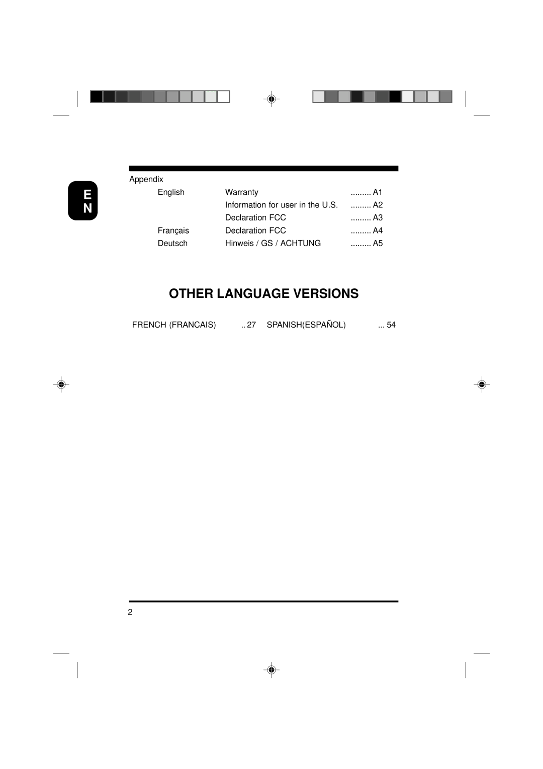 Philips 19C5808E specifications Other Language Versions 