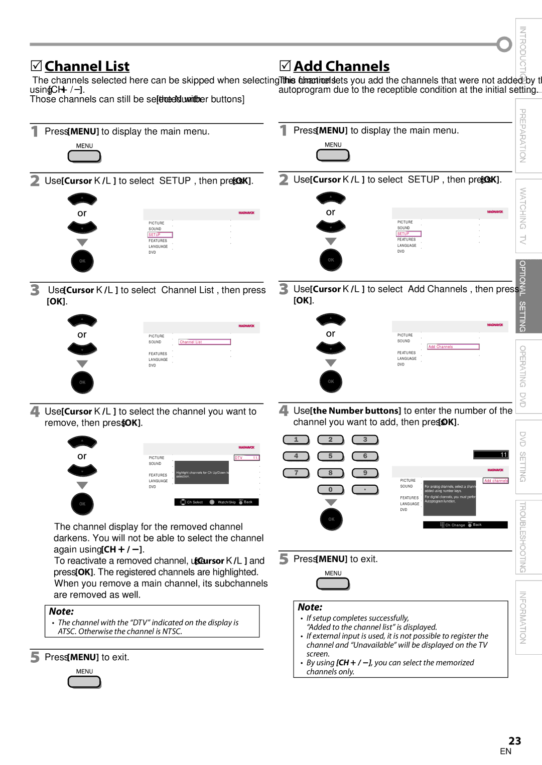 Philips 19MD350B/F7 user manual  Channel List, Use Cursor K/L to select Channel List, then press, Press Menu to exit 