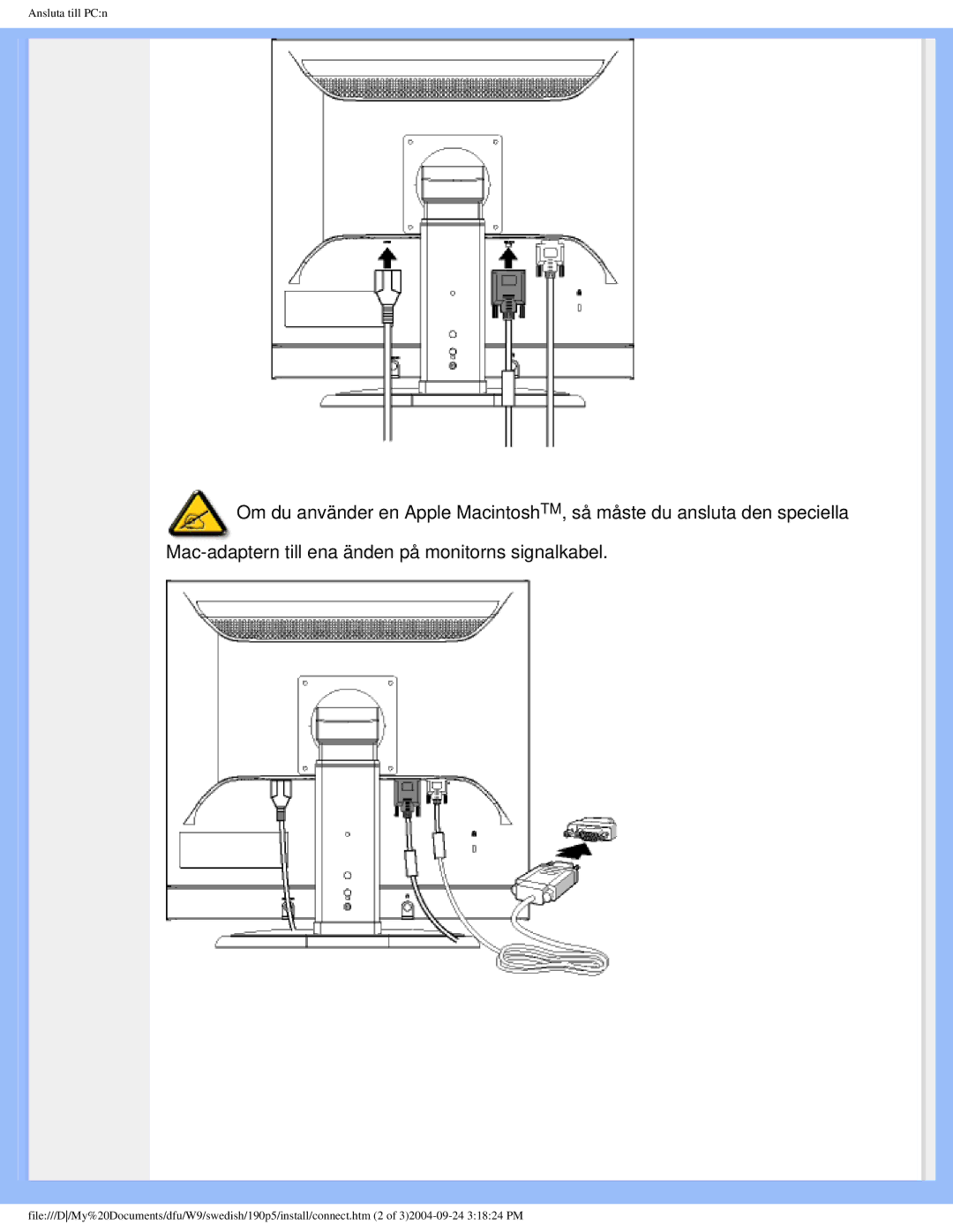 Philips 19OP5 user manual Ansluta till PCn 