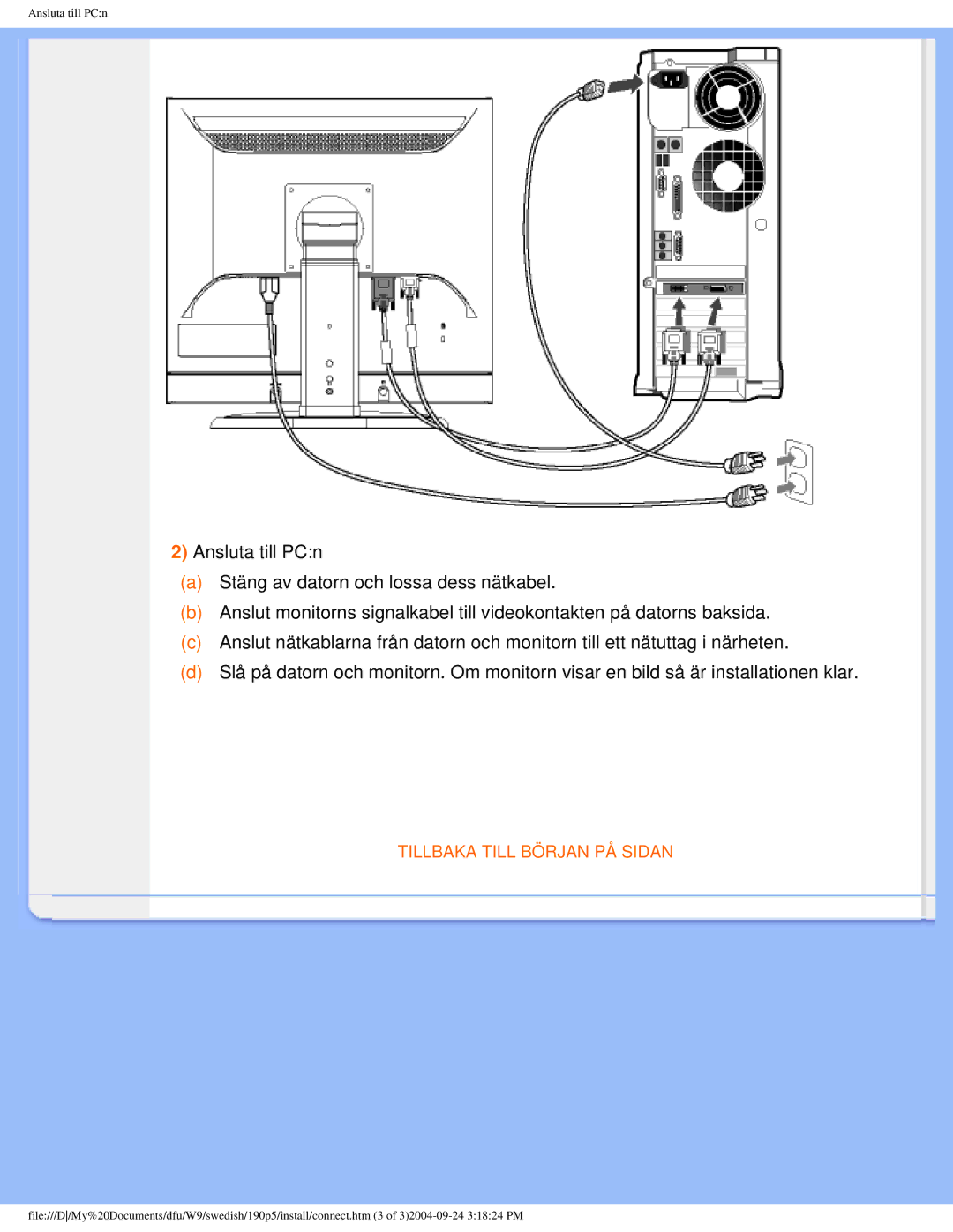 Philips 19OP5 user manual Tillbaka Till Början PÅ Sidan 