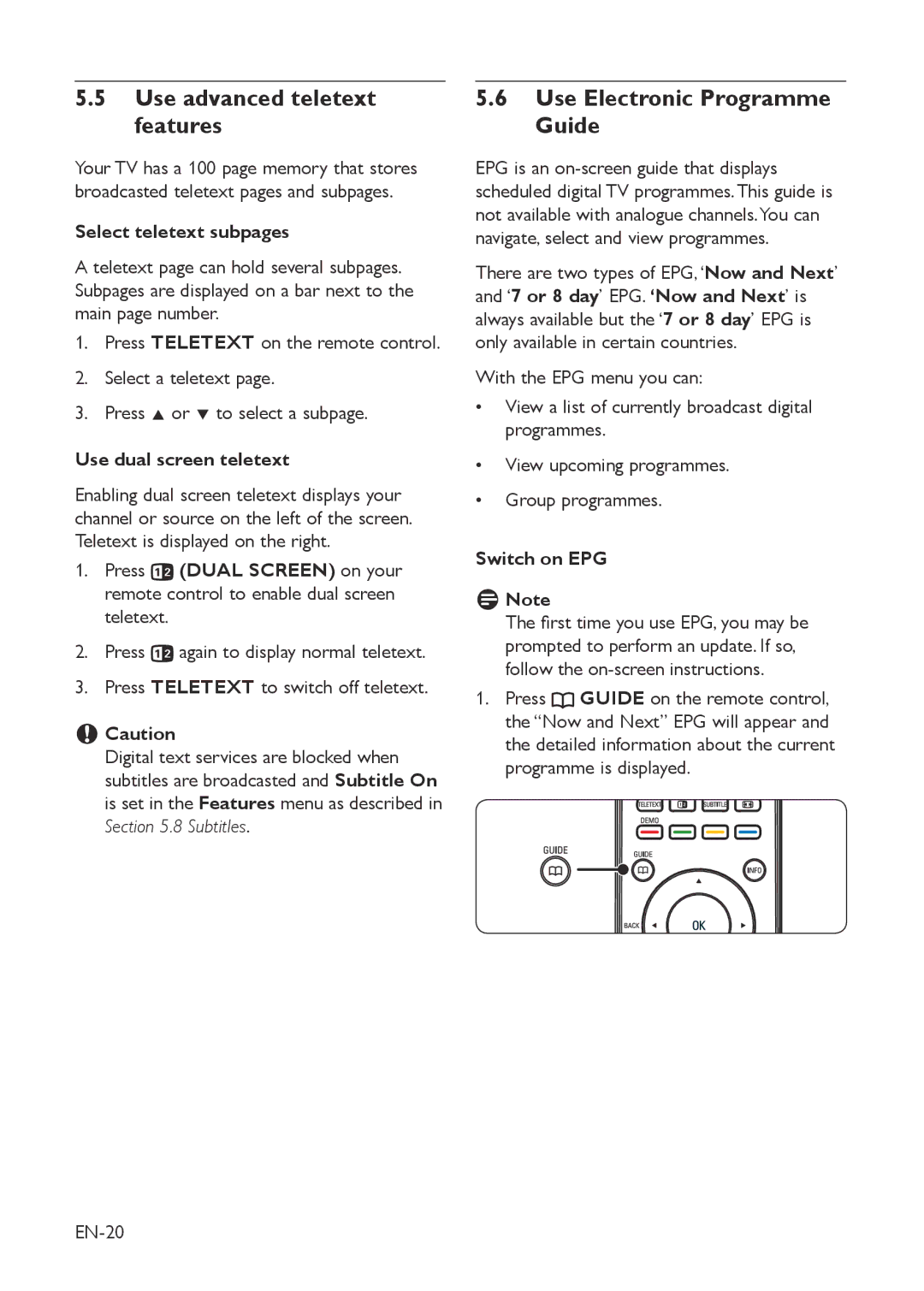 Philips 19PFL3403D/10 user manual Use advanced teletext features, Use Electronic Programme Guide 