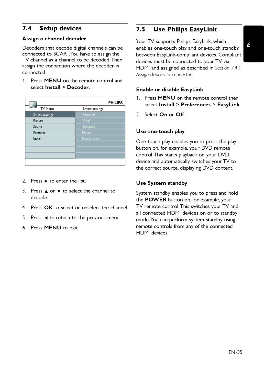 Philips 19PFL3403D/10 user manual Setup devices, Use Philips EasyLink 