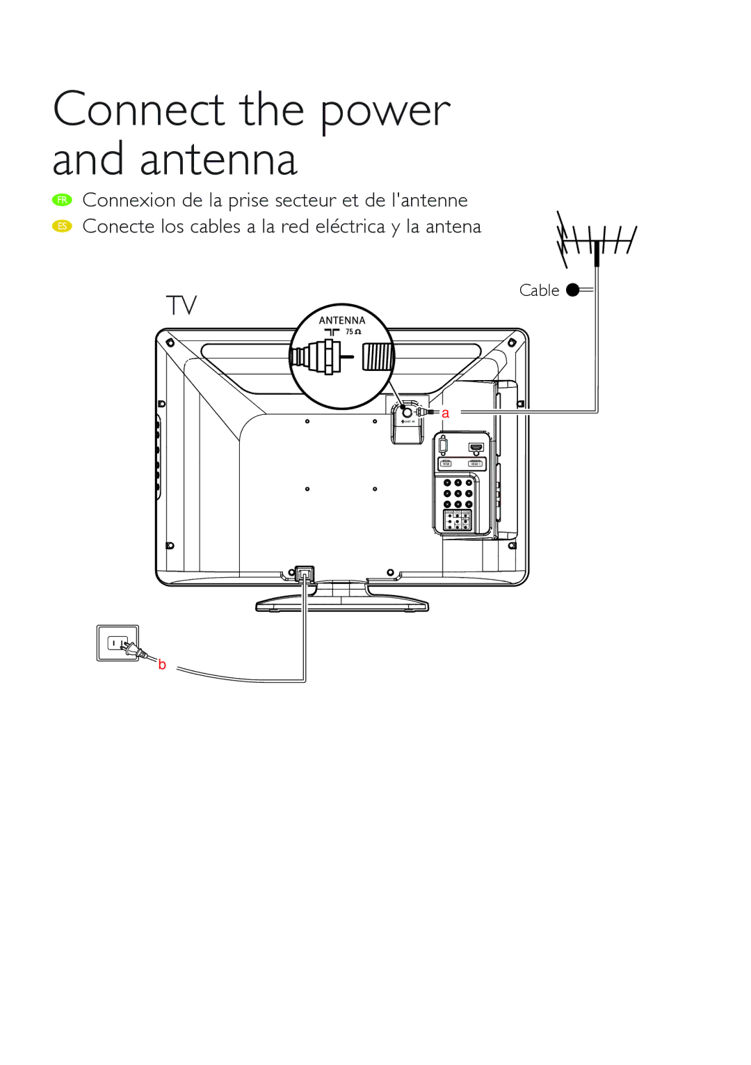 Philips 19PFL3505D/F7 manual Connect the power and antenna 