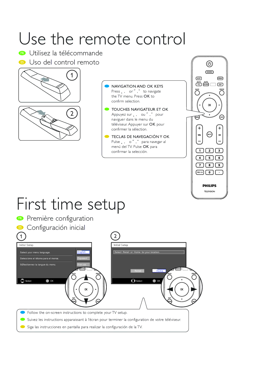 Philips 19PFL3505D/F7 manual Use the remote control, First time setup 