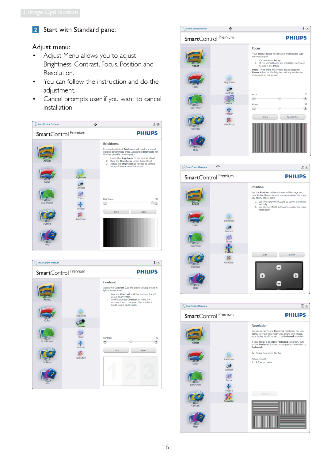 Philips 19S4LSB, 19S4LA, 19S4LC, 19S4LM user manual Image Optimization 