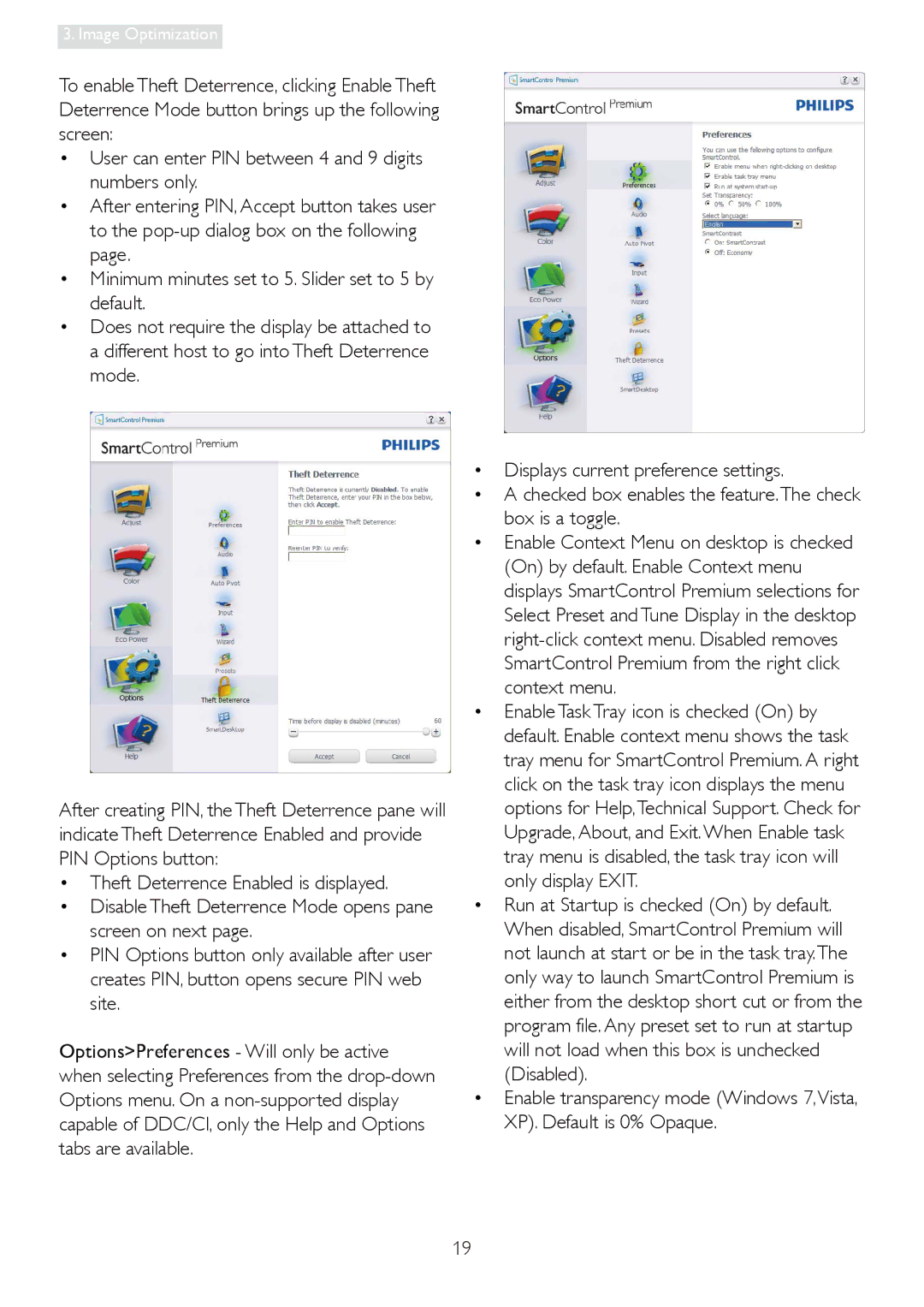 Philips 19S4LA, 19S4LC, 19S4LSB, 19S4LM user manual Image Optimization 