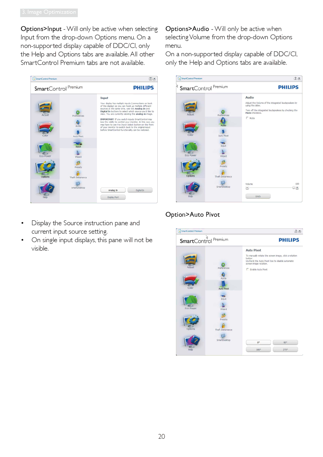 Philips 19S4LC, 19S4LA, 19S4LSB, 19S4LM user manual OptionAuto Pivot 