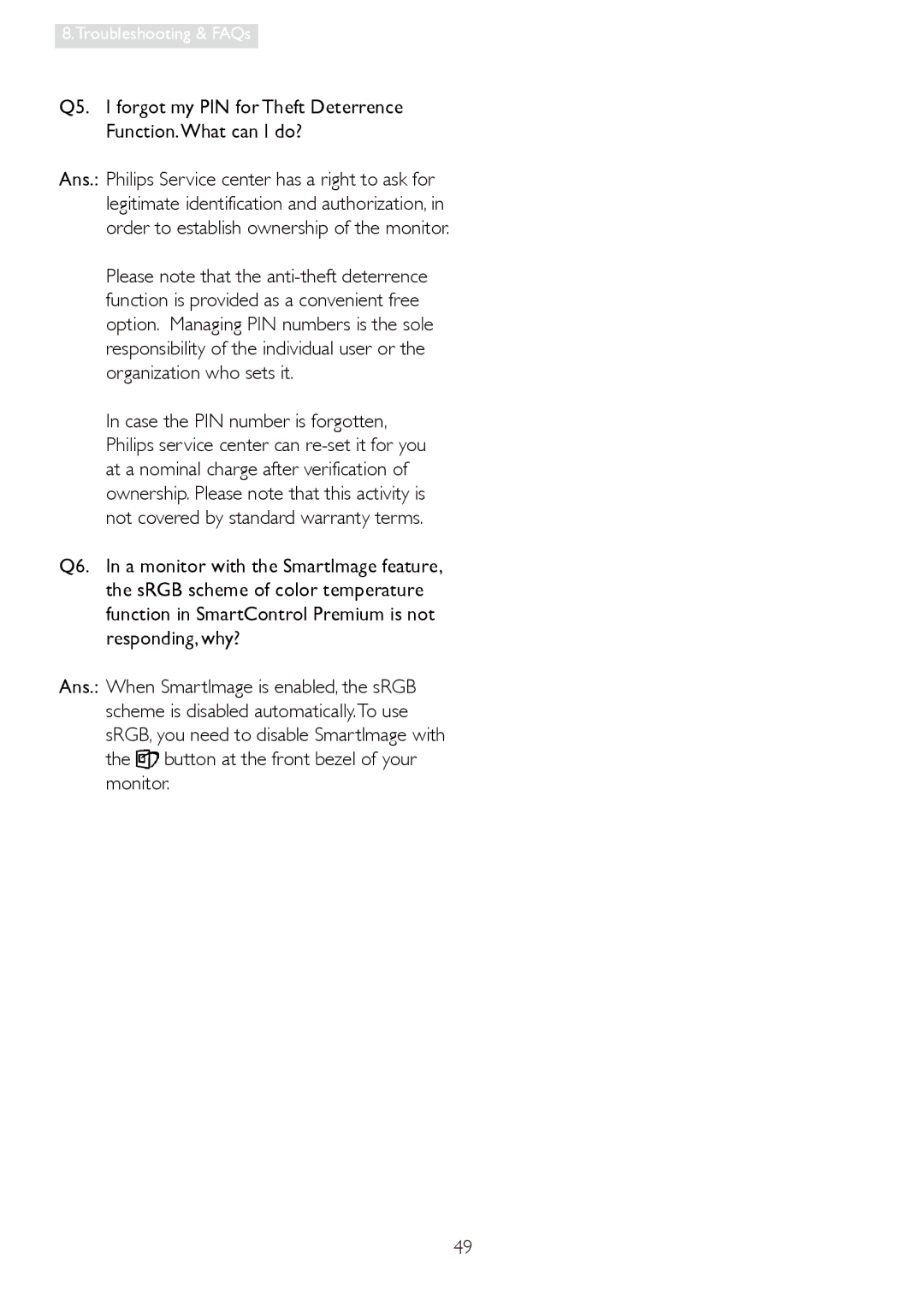 Philips 19S4LA, 19S4LC, 19S4LSB, 19S4LM user manual Troubleshooting & FAQs 