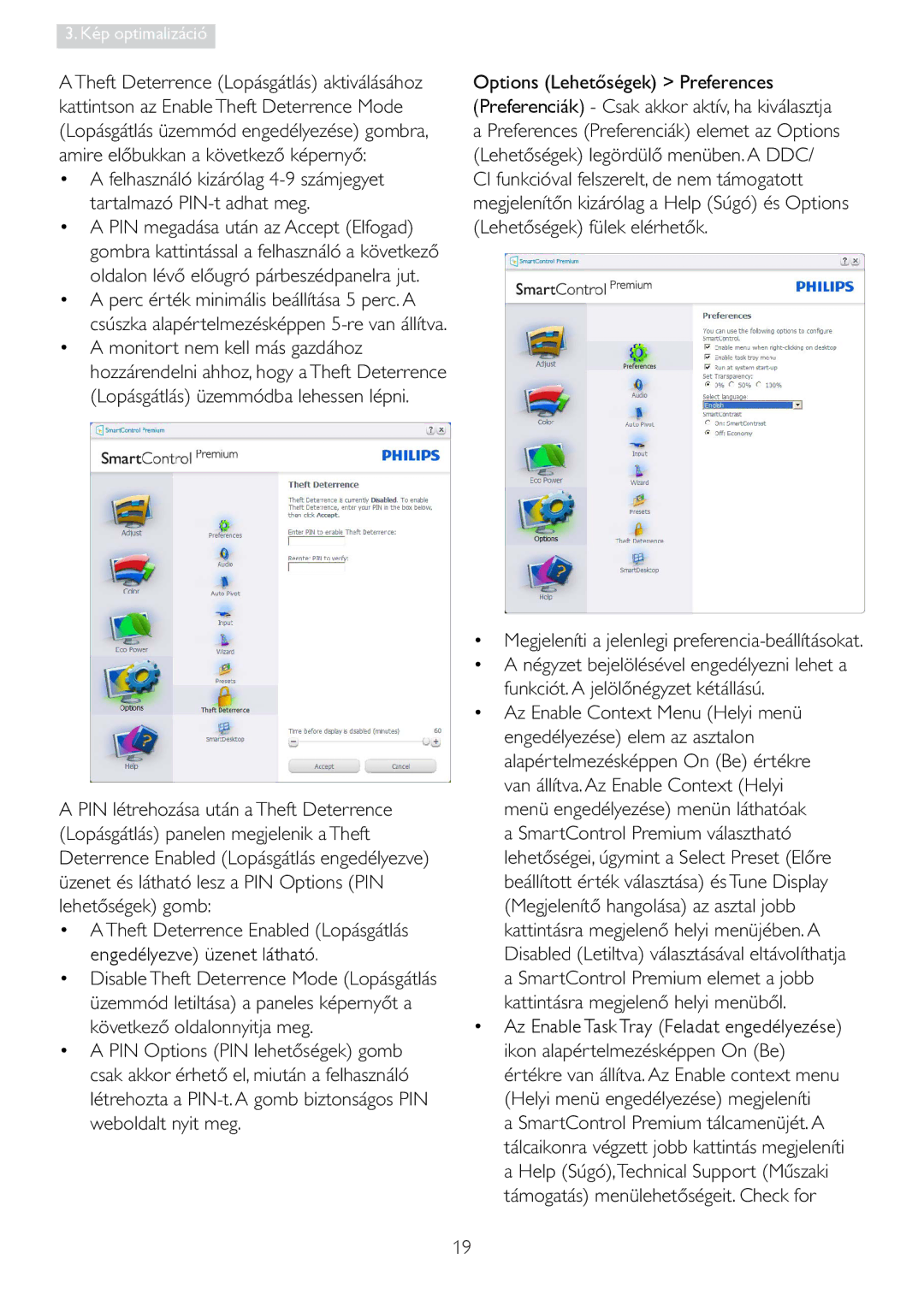 Philips 19S4LA, 19S4LC, 19S4LM manual ‡ Az Enable Task Tray Feladat engedélyezése 